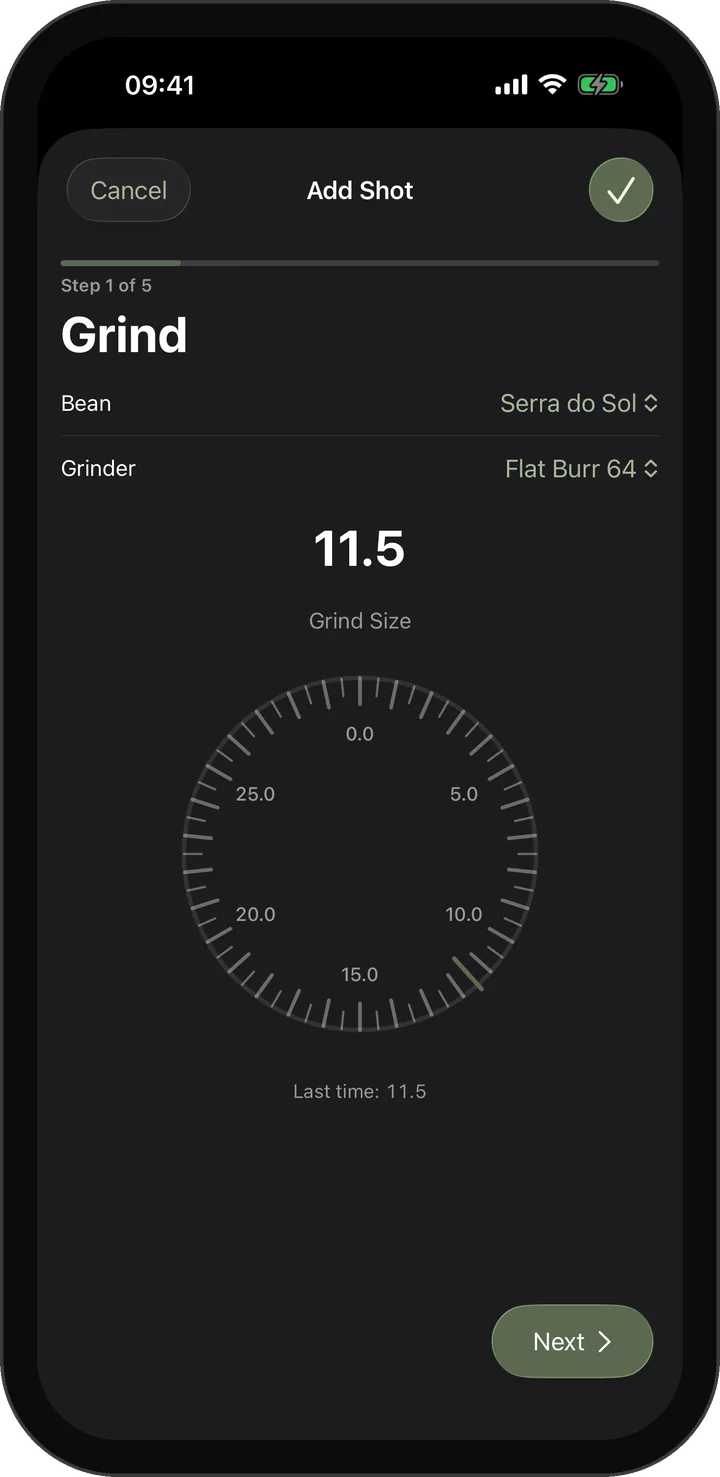Grind dial